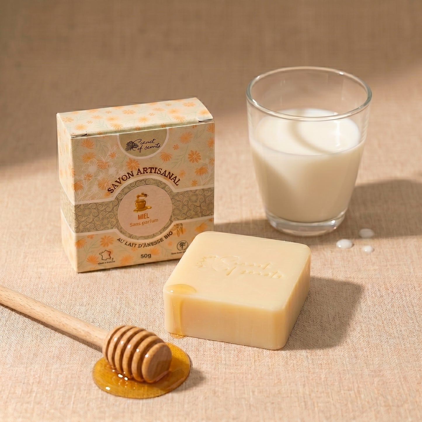 Savon au lait d'ânesse bio- Miel (sans parfum)